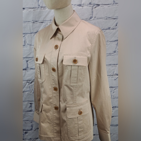 Brooks Brothers Women's Cargo Safari Jacket Stretch Cotton HQ Beige Size 10 US - Picture 5 of 12